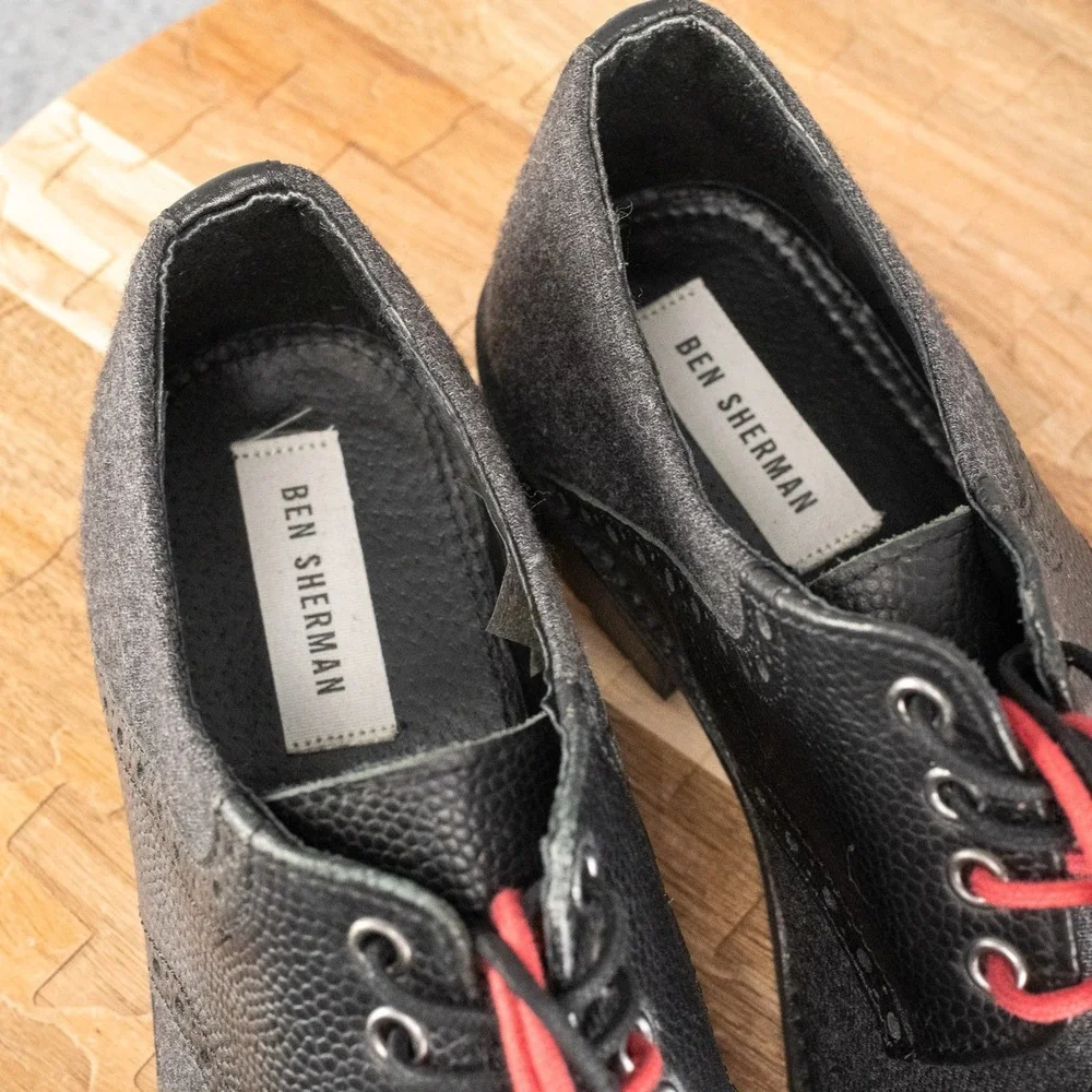 BEN SHERMAN‎ MEN DRESS SHOES 8.5 D.GREY/BLACK PARSON WOOL
